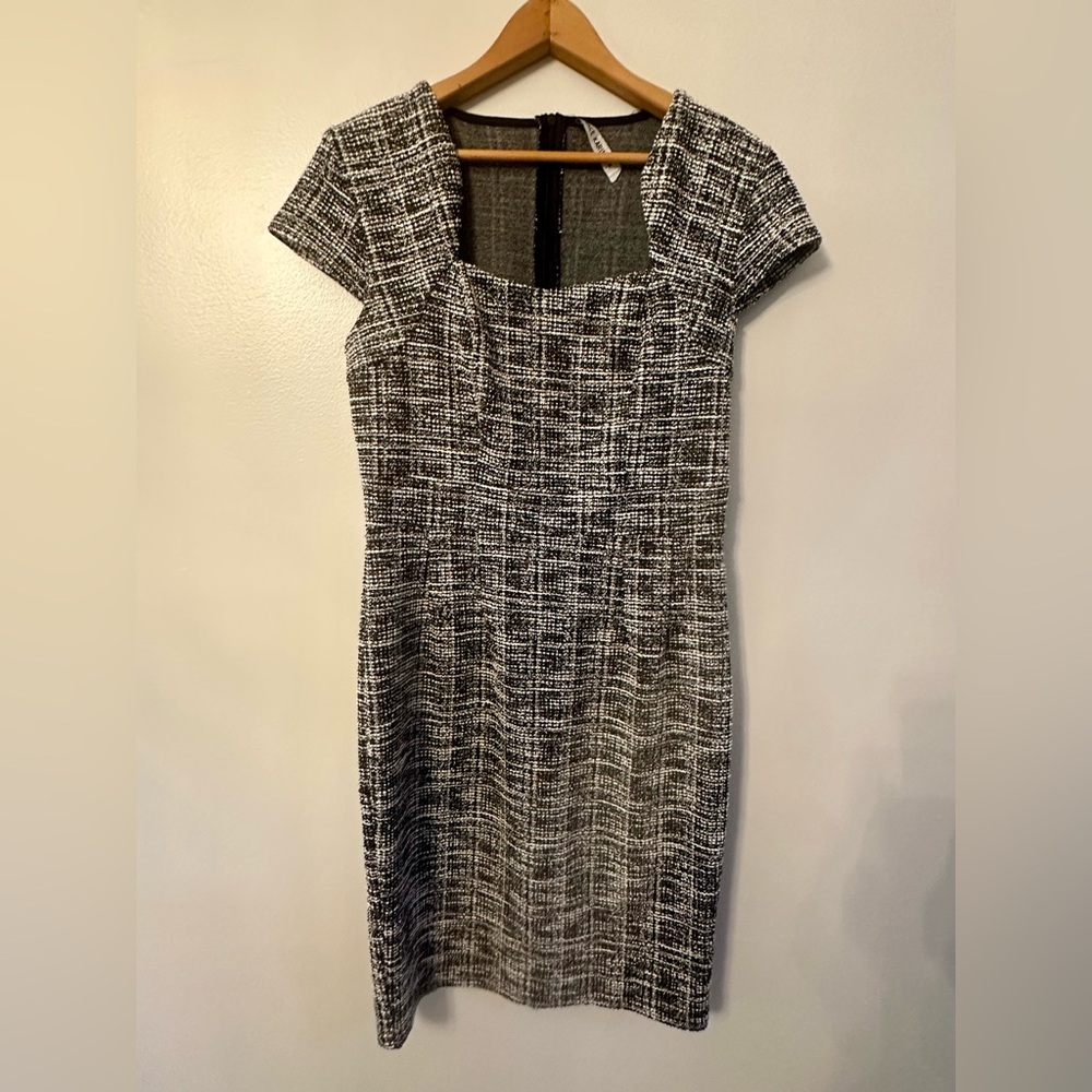 Grace Karin Tweed Black Bodycon Cap Sleeve Midi Dress Women’s Size Medium